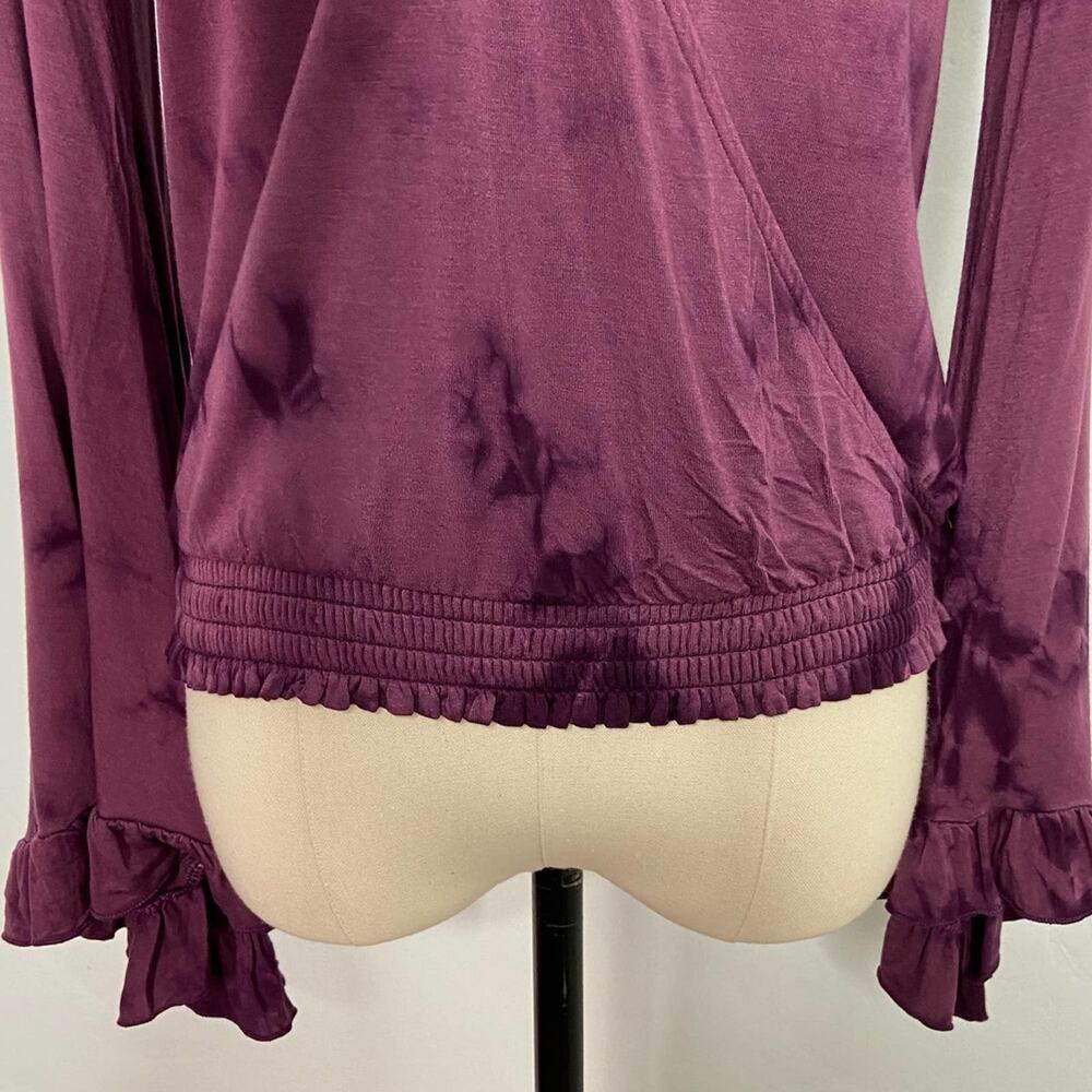 American Eagle Outfitters Soft & Sexy Tie Dye Ruffle Top Maroon Boho Size XS - Picture 3 of 10